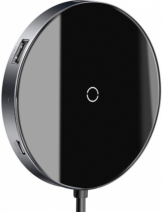 Хаб Baseus Circular Mirror (USB х4 + Type-C PD) Серый WXJMY-A0G - фото 1