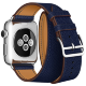 Ремешок кожаный HM Style Double Tour для Apple Watch 42/44 mm Темно-Синий - Изображение 41121