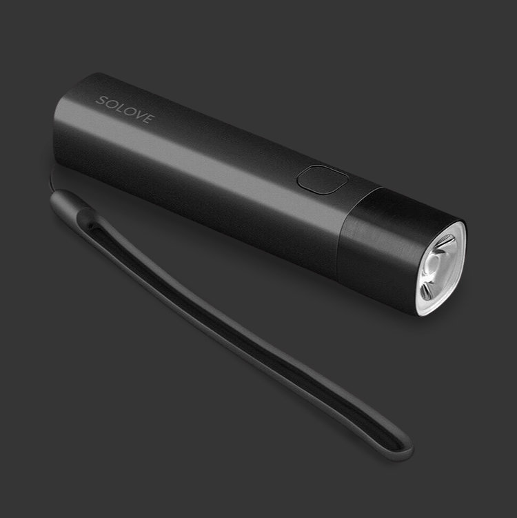 Фонарик - внешний аккумулятор Xiaomi SOLOVE X3s 3000mah Чёрный