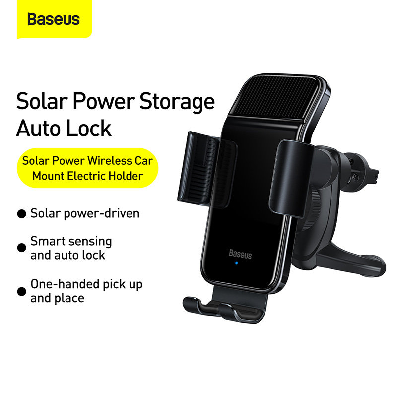 Автодержатель с беспроводной зарядкой Baseus Smart Solar Power Чёрный SUZG000001 - фото 5