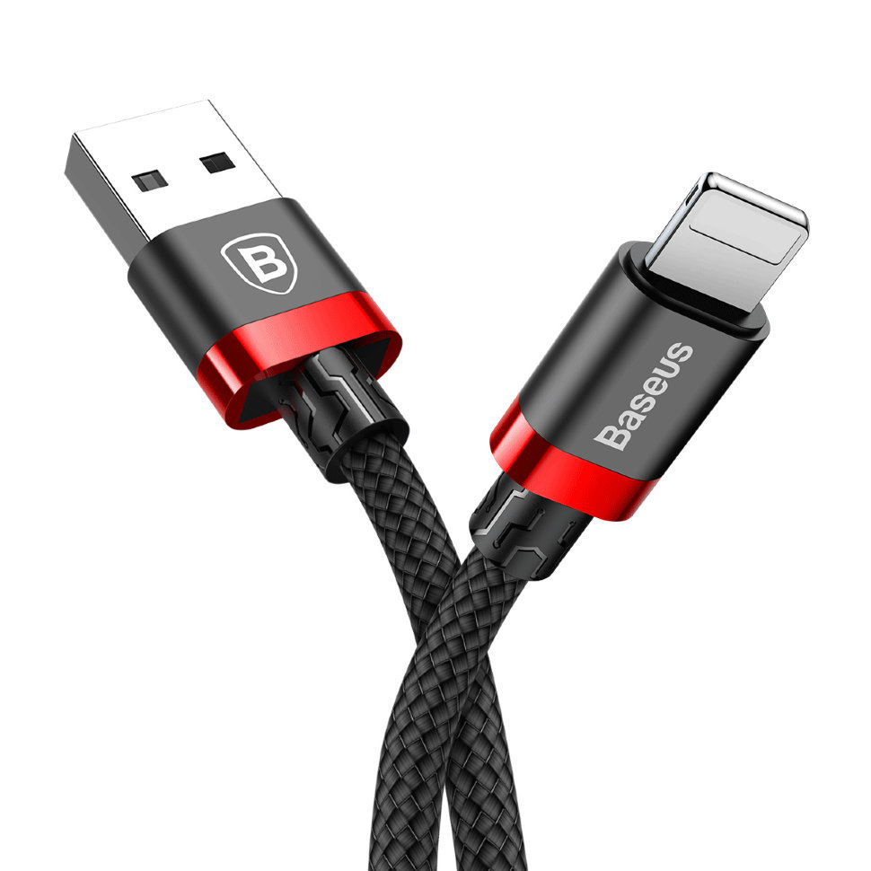 Кабель Baseus Golden Belt USB - Lightning 1.5м Чёрный+Красный CALGB-A19 - фото 4