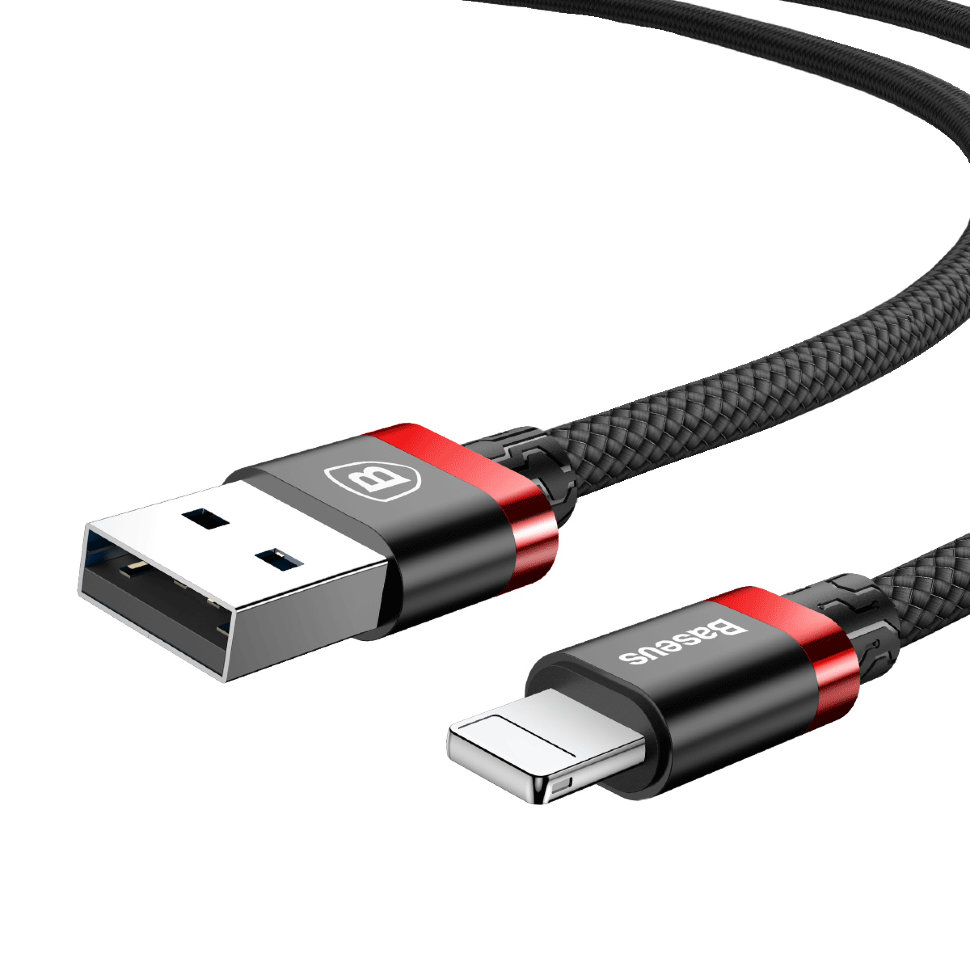 Кабель Baseus Golden Belt USB - Lightning 1.5м Чёрный+Красный CALGB-A19 - фото 5