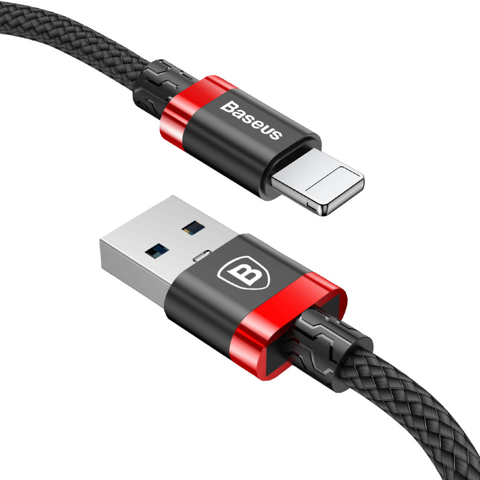 Кабель Baseus Golden Belt USB - Lightning 1.5м Чёрный+Красный CALGB-A19 - фото 9