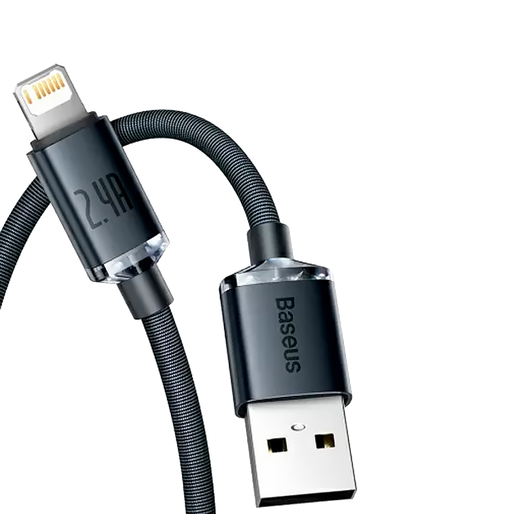 Кабель Baseus Crystal Shine CW-FXP USB - Lightning 2.4A 2м Чёрный CAJY000101 - фото 2