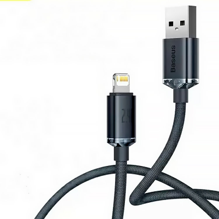 Кабель Baseus Crystal Shine CW-FXP USB - Lightning 2.4A 2м Чёрный CAJY000101 - фото 3