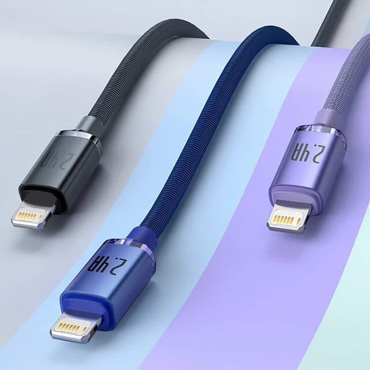 Кабель Baseus Crystal Shine CW-FXP USB - Lightning 2.4A 2м Чёрный CAJY000101 кабель satechi thunderbolt 4 pro 1м чёрный st ytb100k
