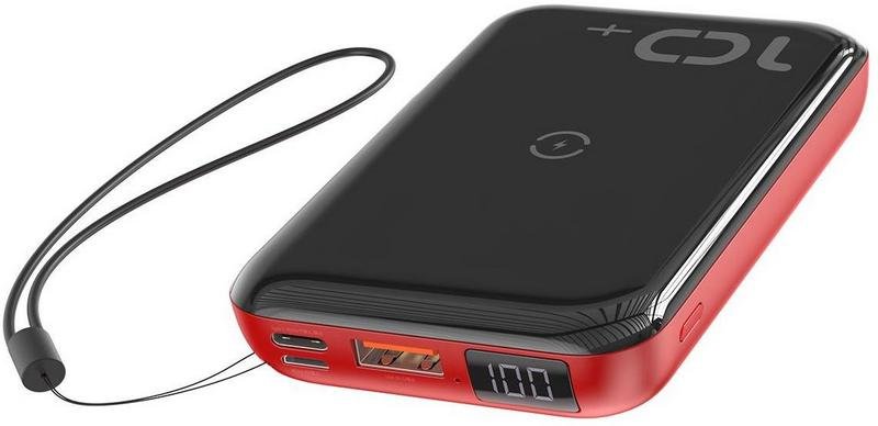 Внешний аккумулятор с беспроводной зарядкой Baseus Mini S Bracket 10W 10000mAh 18W Черный+красный PPXFF10W-19 - фото 9