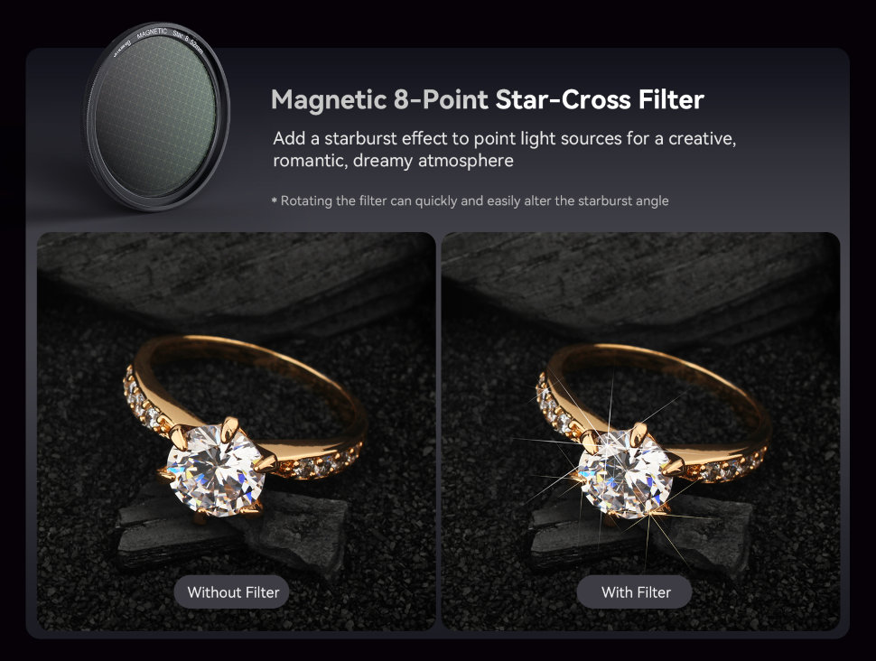 Светофильтр SmallRig MagEase Magnetic Star-Cross (8 Points) 52мм 4218 - фото 2