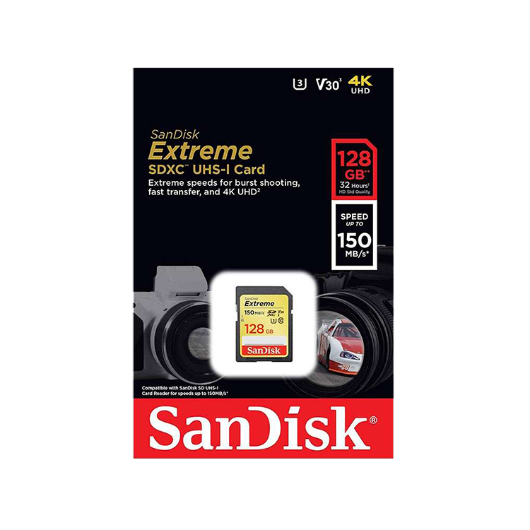 Карта памяти Sandisk Extreme SDXC Card 128GB V30 UHS-I U3 SDSDXV5-128G-GNCIN - фото 3