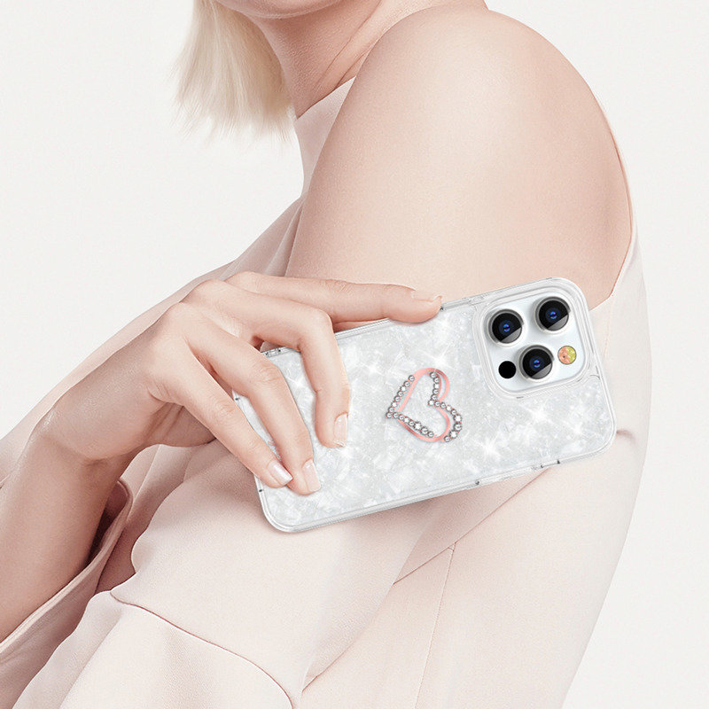 Чехол PQY Shell для iPhone 13 Pro Белый серьги со стразами вспышка очная белый в серебре