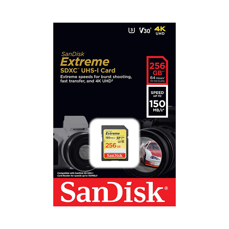 Карта памяти Sandisk Extreme SDXC Card 256GB V30 UHS-I U3 SDSDXV5-256G-GNCIN - фото 2