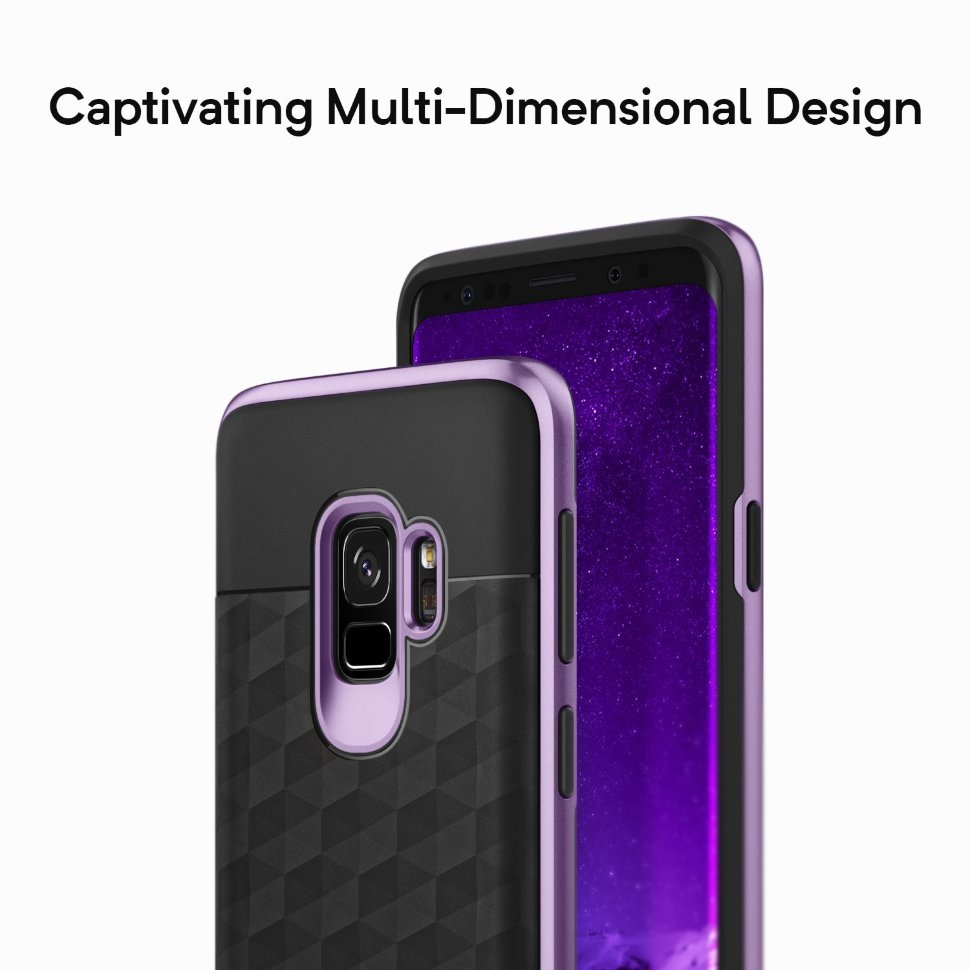Чехол Caseology Parallax для Galaxy S9 Black / Lilac Purple - фото 1