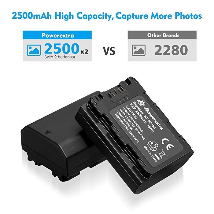 2 аккумулятора + зарядное устройство Powerextra NP-FZ100 SN-FZ100LCD-B - фото 5
