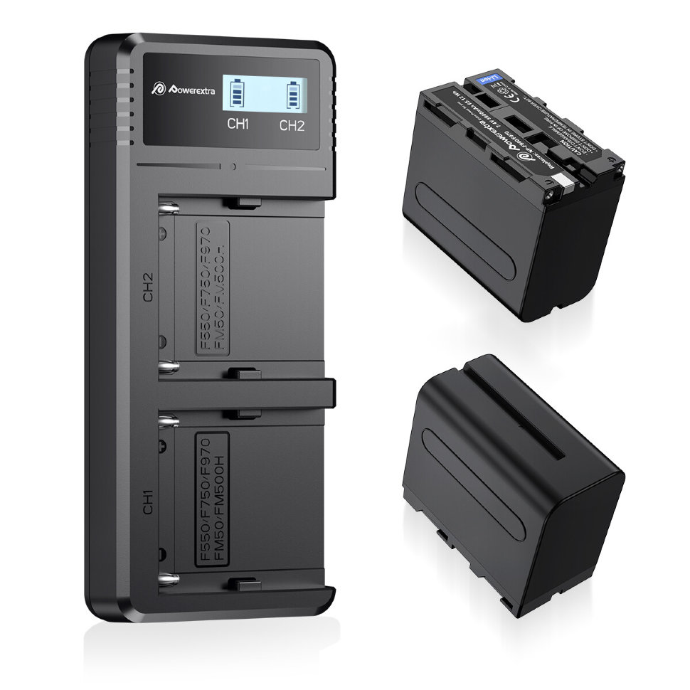 2 аккумулятора + зарядное устройство Powerextra NP-F970 (Type-C) SN-F970TPC-B - фото 4