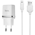 Сетевой адаптер HOCO C12 Smart Белый + кабель Lightning 1м