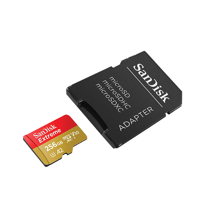 Карта памяти Sandisk Extreme microSDXC A2 C10 V30 UHS-I U5 256GB + SD Adapter + Rescue Pro Deluxe SDSQXA1-256G-GN6MA