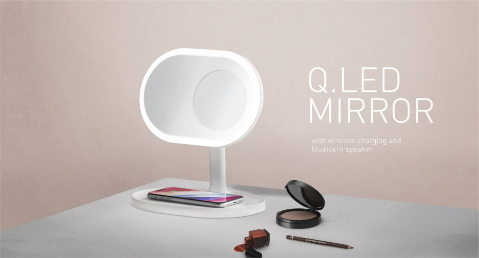 Лампа-зеркало Momax Q.LED с беспроводной зарядкой и акустикой Белое QL3EUW - фото 3