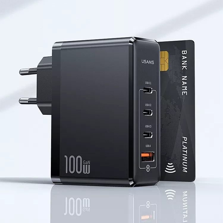 Сетевой адаптер USAMS GaN US-CC163 T50 100W (EU) CC163TC01 универсальное зарядное устройство daewoo power products dach 2040 li