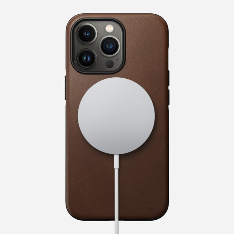 Чехол Nomad Modern Leather MagSafe для iPhone 13 Pro Коричневый NM01058885 - фото 4