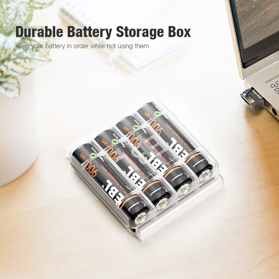 Комплект аккумуляторных батарей EBL USB Rechargeable AAA 1.5V 900mwh (4шт + зарядный кабель) TB-1444 комплект аккумуляторных батарей ebl rainbow aa 2500mah 10шт dcmyd0031beb