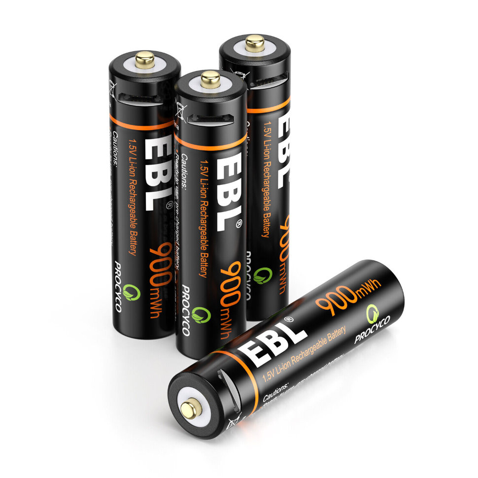 Комплект аккумуляторных батарей EBL USB Rechargeable AAA 1.5V 900mwh (4шт + зарядный кабель) TB-1444 - фото 2