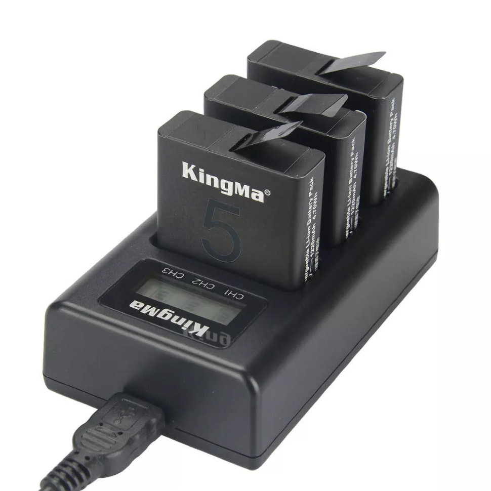Зарядное устройство тройное KingMa Triple charger для GoPro Hero 5/6/7/8 BM043 зарядное устройство kingma d tap 16 8v 3a nkc1683001