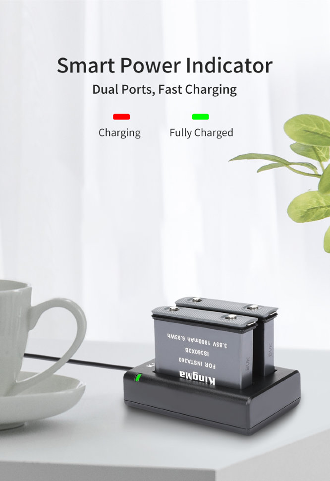 Зарядное устройство KingMa Dual Charger для Insta360 One X3 BM062 - фото 7