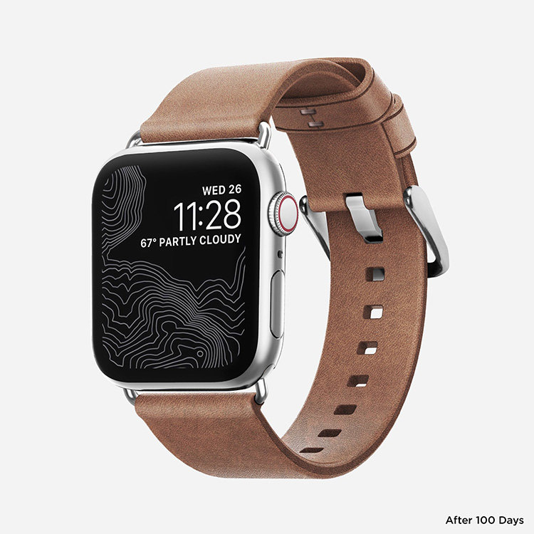 Ремешок Nomad Modern Slim для Apple Watch 38/40 мм Бежевый с серебряной фурнитурой NM1A3NSM00 ремешок кожаный nomad modern для apple watch 42 44 мм коричневый с серебряной фурнитурой nm1a4rsm00