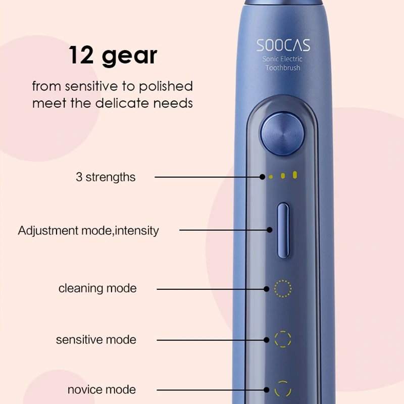 Электрическая зубная щетка Xiaomi Soocas X5 Sonic Electric Toothbrush Синяя X5 blue - фото 7