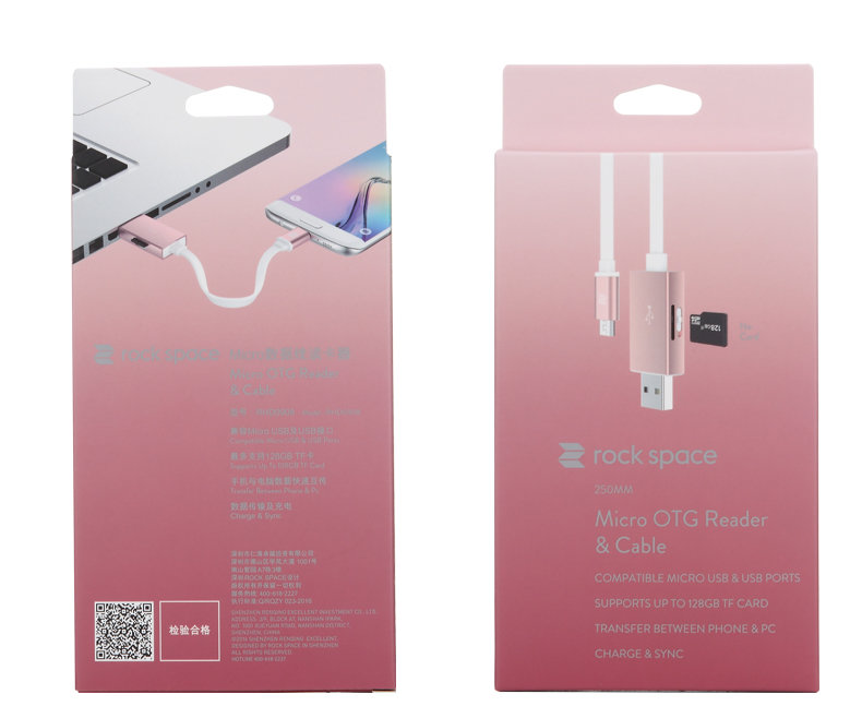 Кабель с карт-ридером Rock Space Micro USB OTG Серебро - фото 3