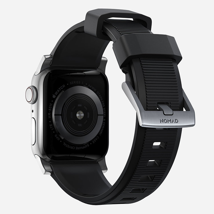 Ремешок Nomad Rugged Strap V.2 для Apple Watch 38/40мм Чёрный с серебряной фурнитурой NM1A31SN00 - фото 2