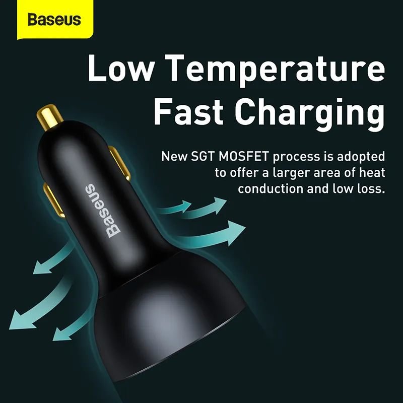 Автомобильное зарядное устройство Baseus Qualcomm® Quick Charge™ 5 C+C+U 160W TZCCZM-0G - фото 3