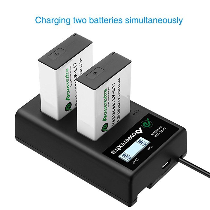 2 аккумулятора LP-E17 + зарядное устройство Powerextra CO-7144 2 аккумулятора np w235 зарядное устройство smallrig 3822