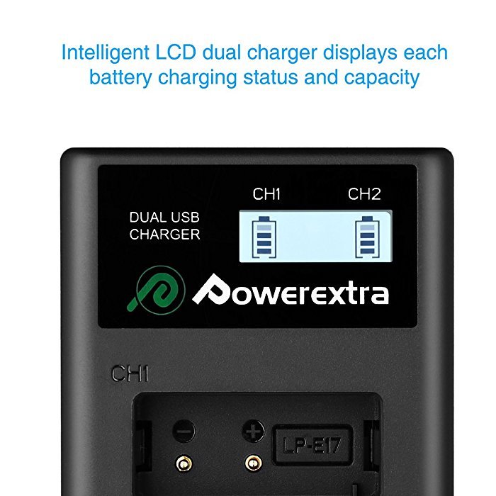 2 аккумулятора + зарядное устройство Powerextra LP-E17 CO-7144 - фото 2