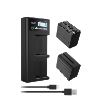 2 аккумулятора + зарядное устройство Powerextra NP-F970 (micro USB) (Уцененный кат.Б)