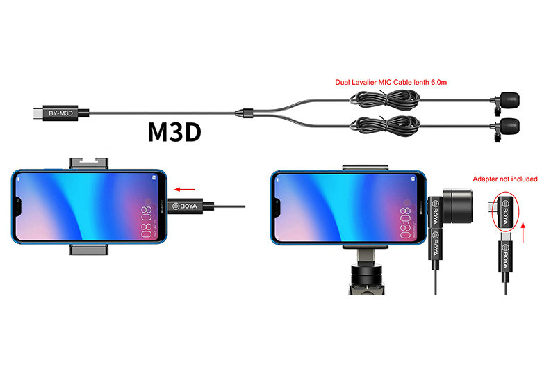 Микрофон петличный BOYA BY-M3D Type-C микрофон петличный двойной comica cvm d02b 4 5м уцененный кат б уц cvm d02 b4 5m