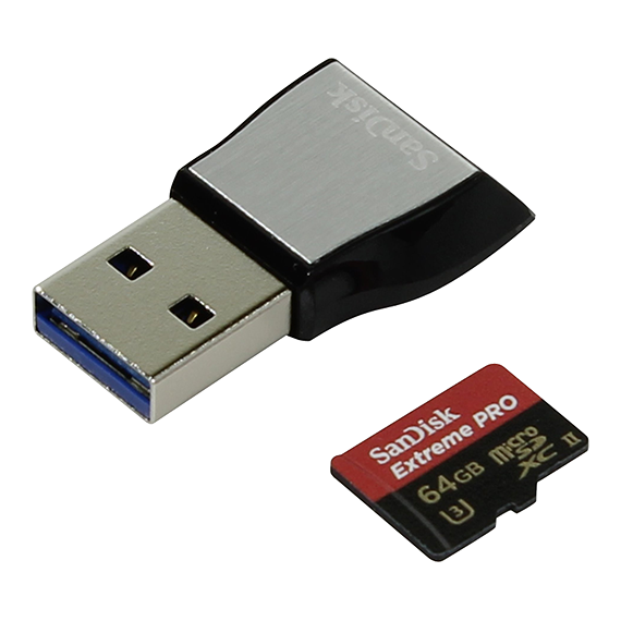 Карта памяти SanDisk Extreme microSDXC 64Gb UHS-II U3 + USB3.0 CR SDSQXPJ-064G-GN6M3 - фото 2