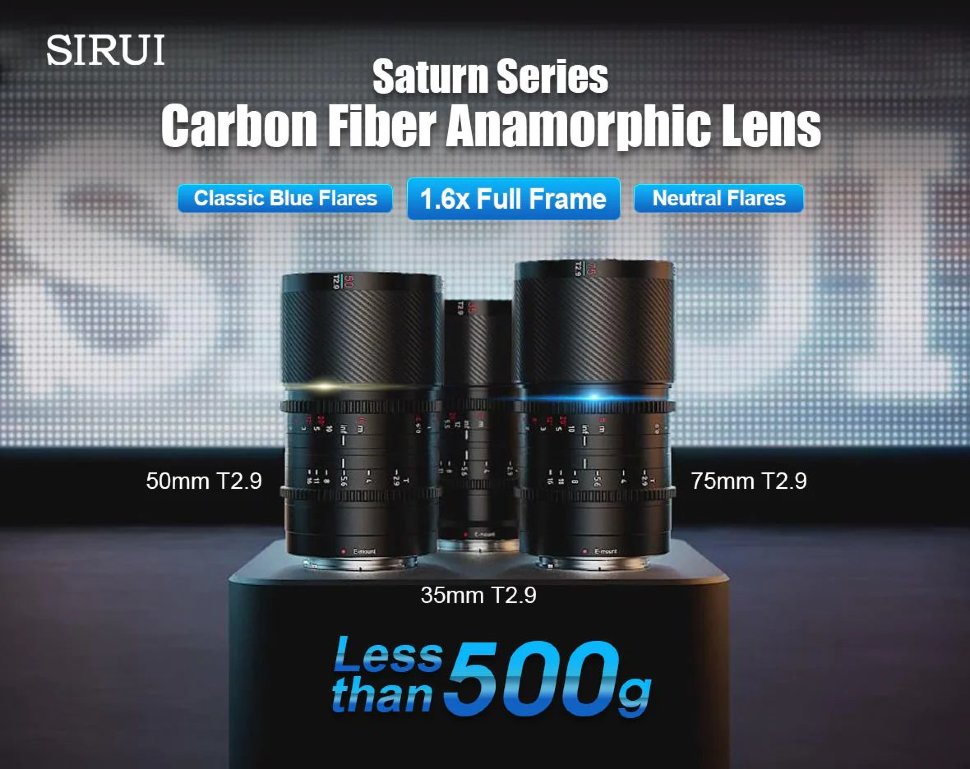 Объектив Sirui Saturn 50mm T2.9 1.6x FF Anamorphic E-mount (Blue Flare) Saturn E50B - фото 4