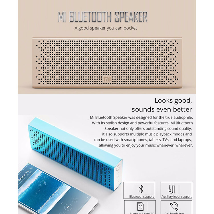 Колонка Xiaomi Mi Bluetooth Speaker Pocket Aluminium Золото QBH4158CN - фото 5
