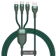 Кабель Baseus Flash One-for-three micro USB+Lightning+Type-C 5A 1.2м Зелёный - Изображение 154248