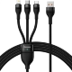 Кабель Baseus Flash Ⅱ One-for-three USB - M+L+C 100W 1.2м Чёрный - Изображение 207798